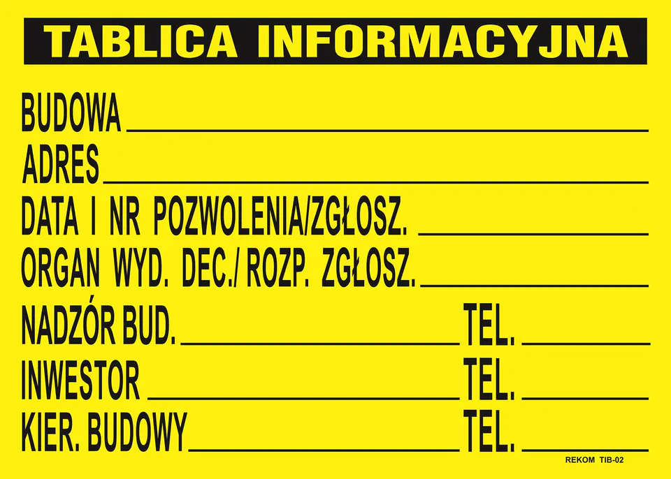 ⁨TABLICA INFORMACYJNA BUDOWLANA 690*460MM⁩ w sklepie Wasserman.eu