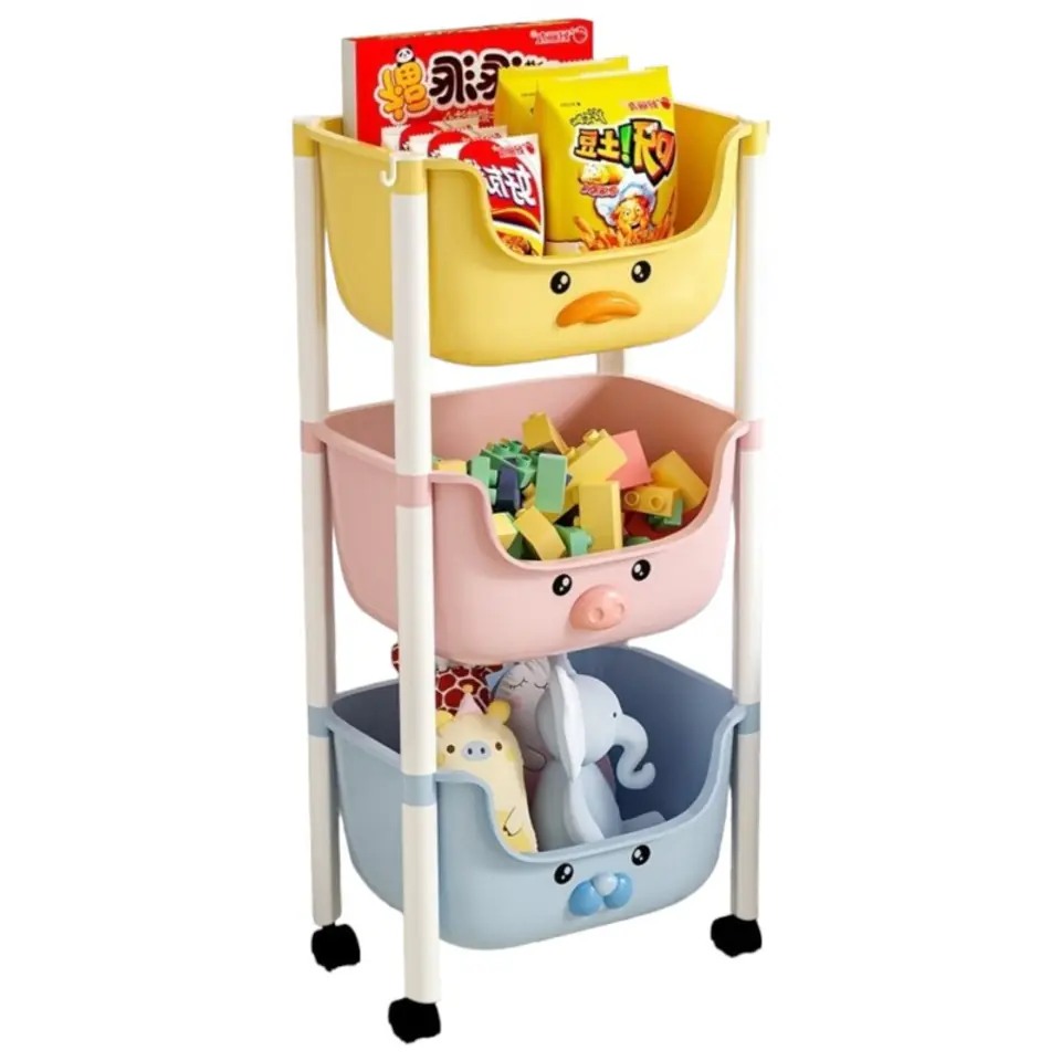 ⁨Plastikowy regał na kółkach szafka dziecięca ZWIERZĄTKA 85x37,5x25,5cm PO18KOL⁩ w sklepie Wasserman.eu
