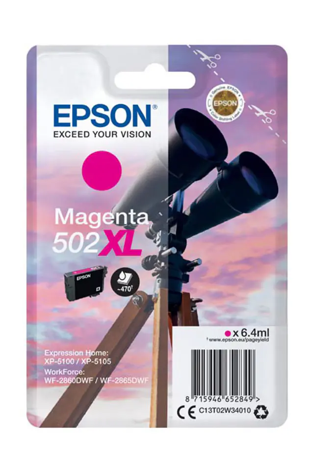 ⁨Epson original ink/ink C13T02W34010, 502XL, T02W340, magenta, 470s, 6.4ml, Epson XP-5100, XP-5105, WF-2880dwf, WF2865dwf⁩ at Wasserman.eu