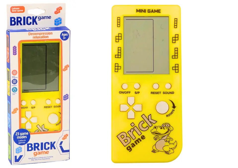 ⁨Gra Elektroniczna Konsola Tetris Brick Game 23 Poziomy Żółta⁩ w sklepie Wasserman.eu