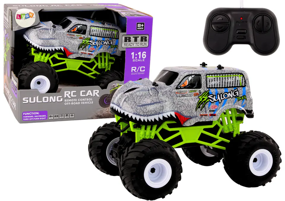 ⁨Auto Terenowe Zdalnie Sterowane RC 1:16 Dinozaur Szary⁩ w sklepie Wasserman.eu