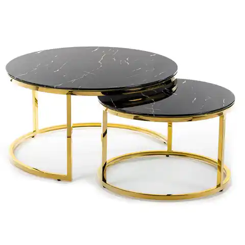 ⁨Komplet stolików Treze Gold Black⁩ w sklepie Wasserman.eu