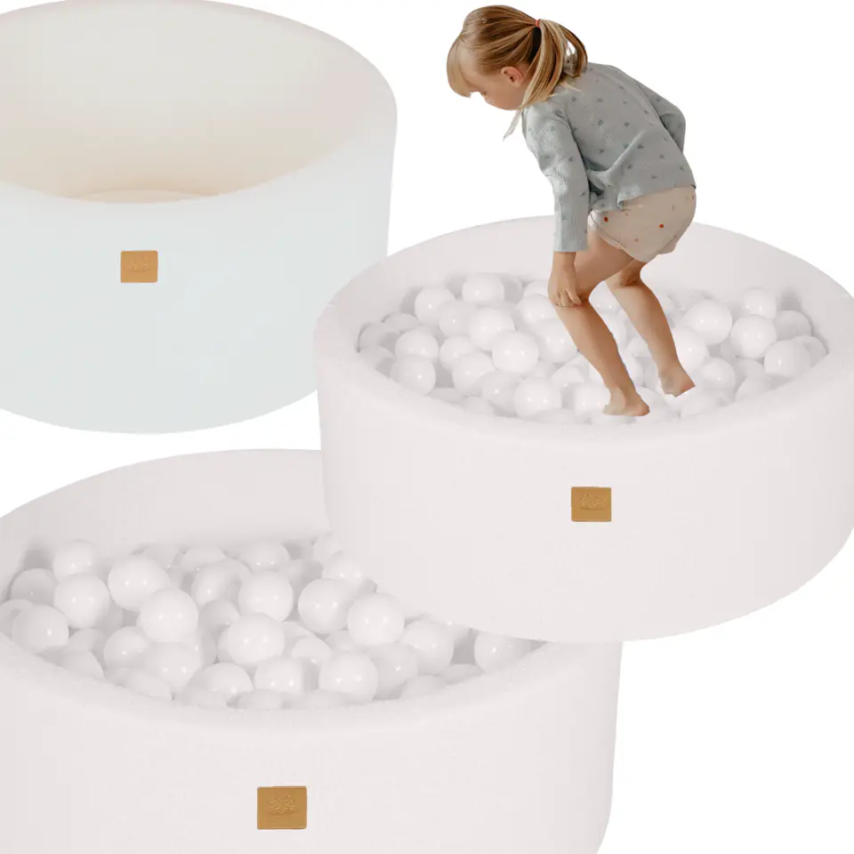 ⁨Okrągły Biały Mały Basen Z Piłeczkami Sensorycznymi Dla Dzieci MeowBaby 200 piłek⁩ w sklepie Wasserman.eu