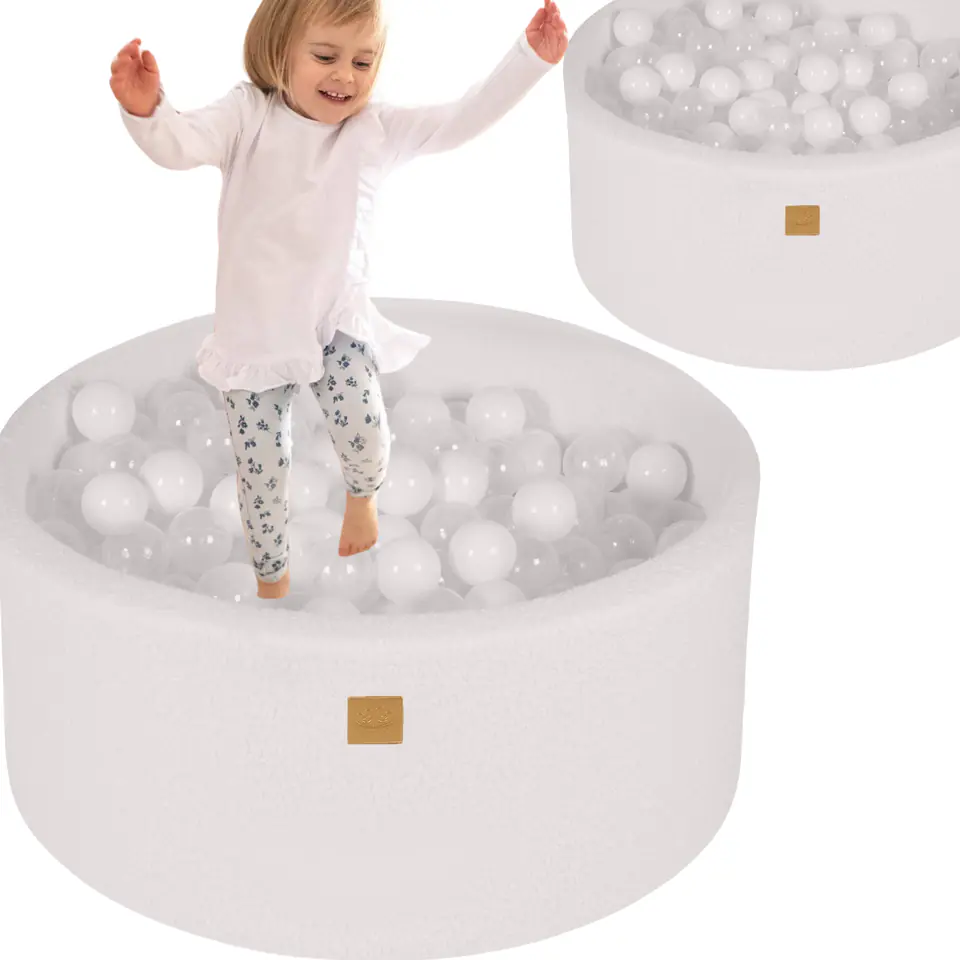 ⁨Okrągły Biały Suchy Basen Z Piłeczkami Sensorycznymi Dla Dzieci MeowBaby 300 piłek⁩ w sklepie Wasserman.eu