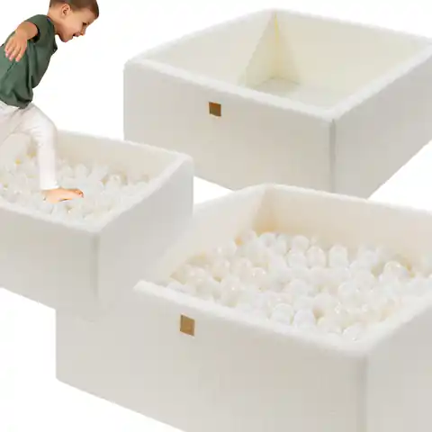 ⁨Kwadratowy Biały Basen Z Piłeczkami Sensorycznymi Dla Dzieci Od MeowBaby⁩ w sklepie Wasserman.eu