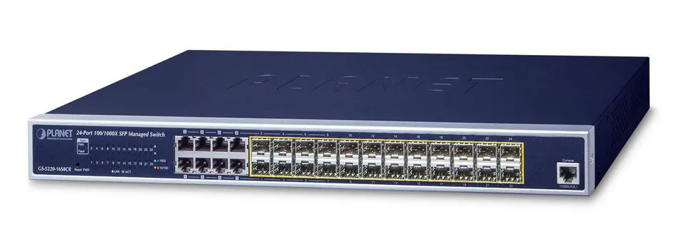 ⁨PLANET GS-5220-16S8CR network switch Managed L2+ Gigabit Ethernet (10/100/1000) 1U Blue⁩ at Wasserman.eu