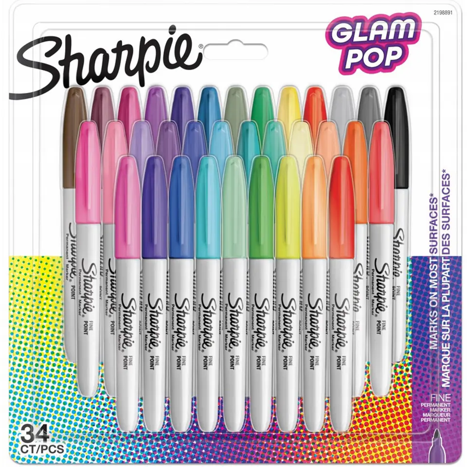 ⁨Markery permanentne SHARPIE Glam Pop 34 kolory 2198891⁩ w sklepie Wasserman.eu