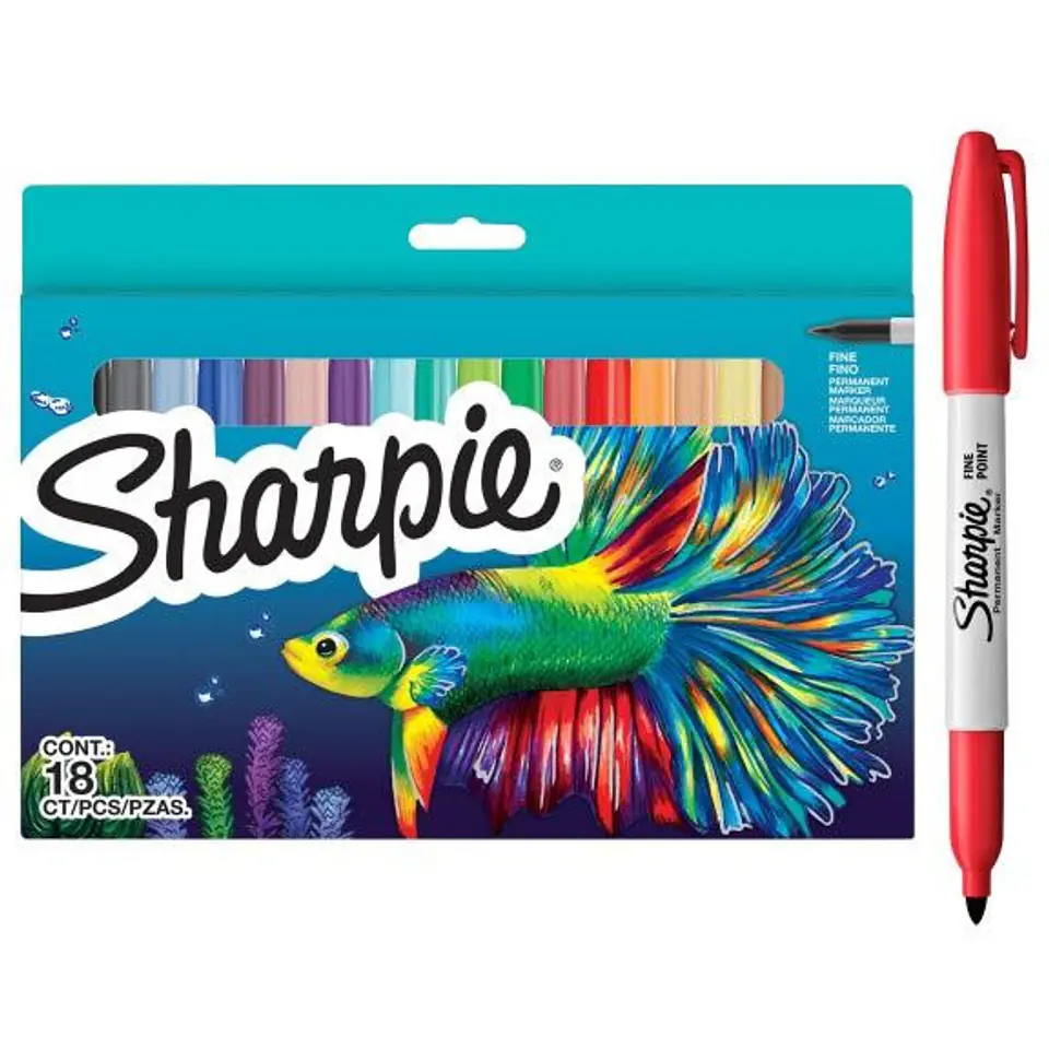 ⁨Markery permanentne SHARPIE FISH 18 kolorów 2201230⁩ w sklepie Wasserman.eu