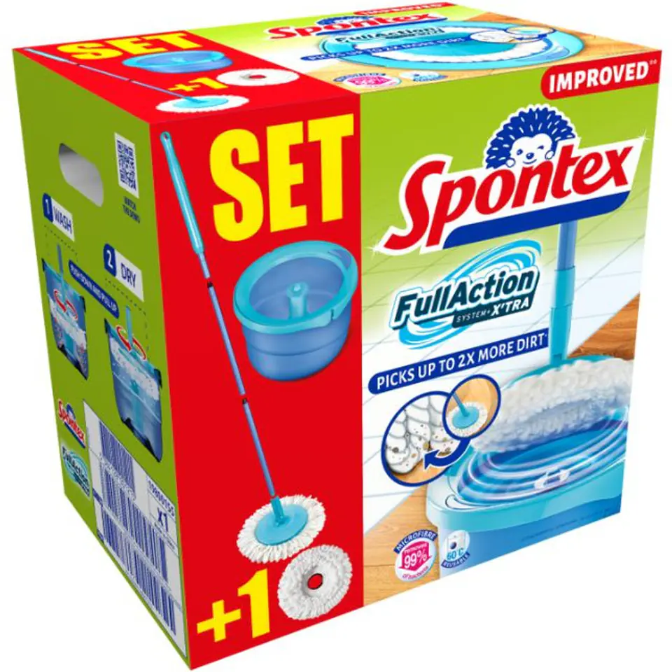 ⁨Zestaw SPONTEX Mop + wiaderko z obrotowym systemem Full Action System X`TRA 97050382⁩ w sklepie Wasserman.eu