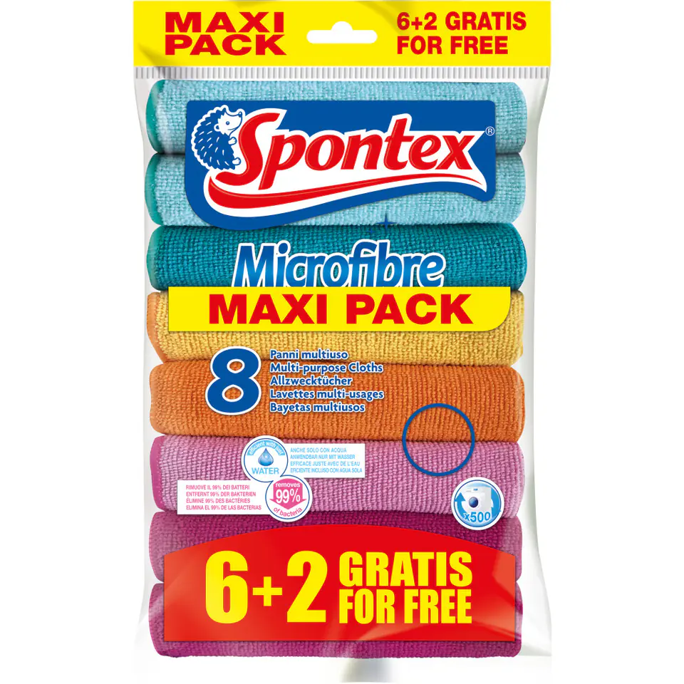 Ściereczki SPONTEX MICROFIBRA (6+2sztuki) 19700052 w sklepie Wasserman.eu