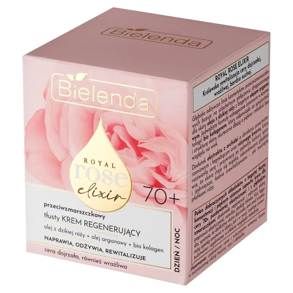 ⁨BIELENDA Royal Rose Elixir 70+ Przeciwzmarszczkowy tłusty krem regenerujący dzień/noc 50 ml⁩ w sklepie Wasserman.eu