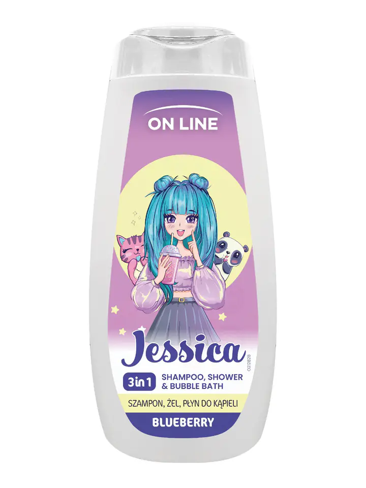 ⁨ON LINE KIDS Jessica 3w1 Szampon, żel, płyn do kąpieli - Blueberry 400 ml⁩ w sklepie Wasserman.eu