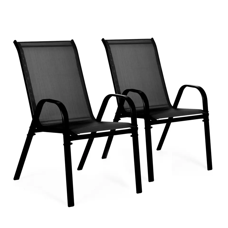 ⁨Zestaw komplet 2 krzeseł ogrodowych na taras balkon czarne⁩ w sklepie Wasserman.eu