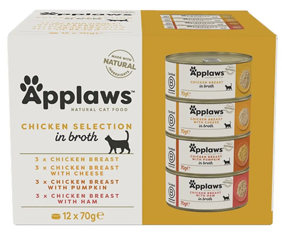 ⁨Applaws puszki dla kota Multipack Chicken 12x70g⁩ w sklepie Wasserman.eu