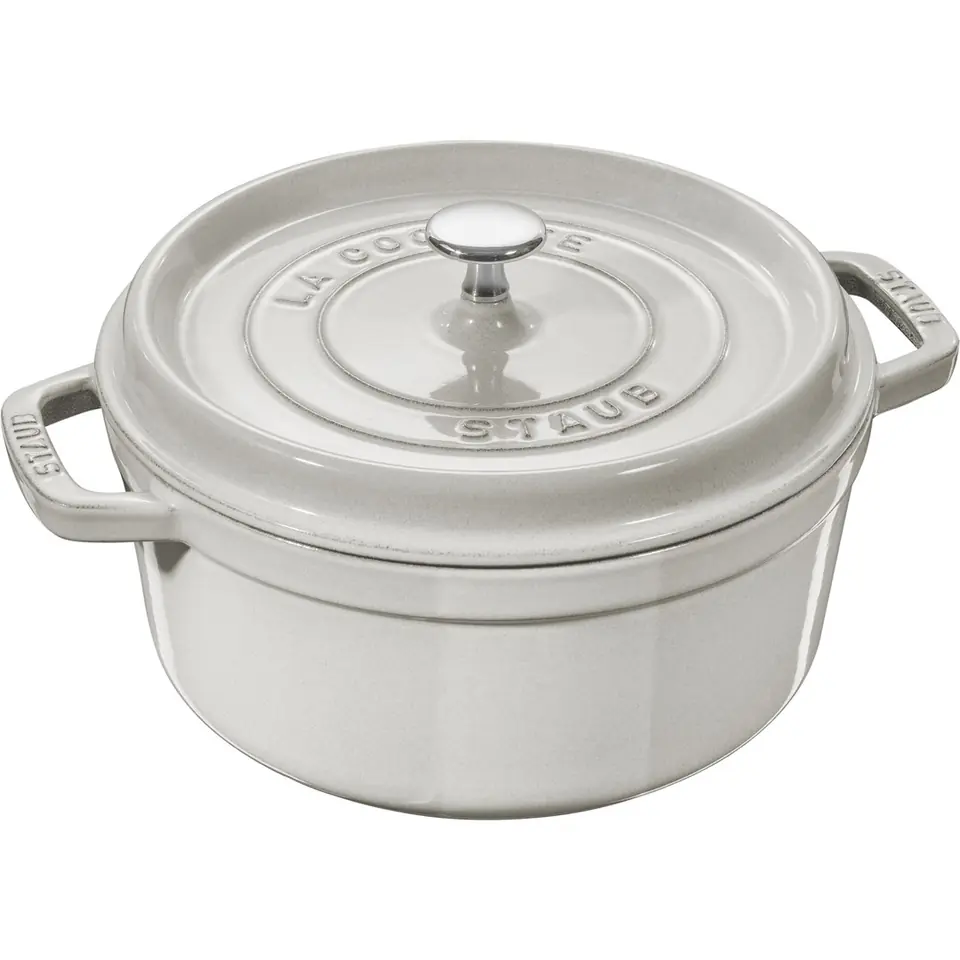 ⁨Staub Round Cast Iron Pot - 3.8 ltr, White Truffle⁩ at Wasserman.eu