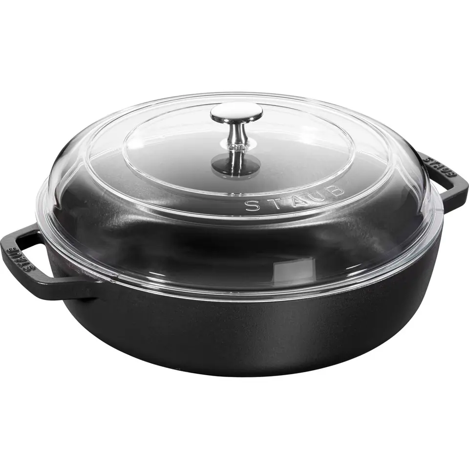 Staub cast iron frying pan with two handles and lid - 24 cm, Black at Wasserman.eu