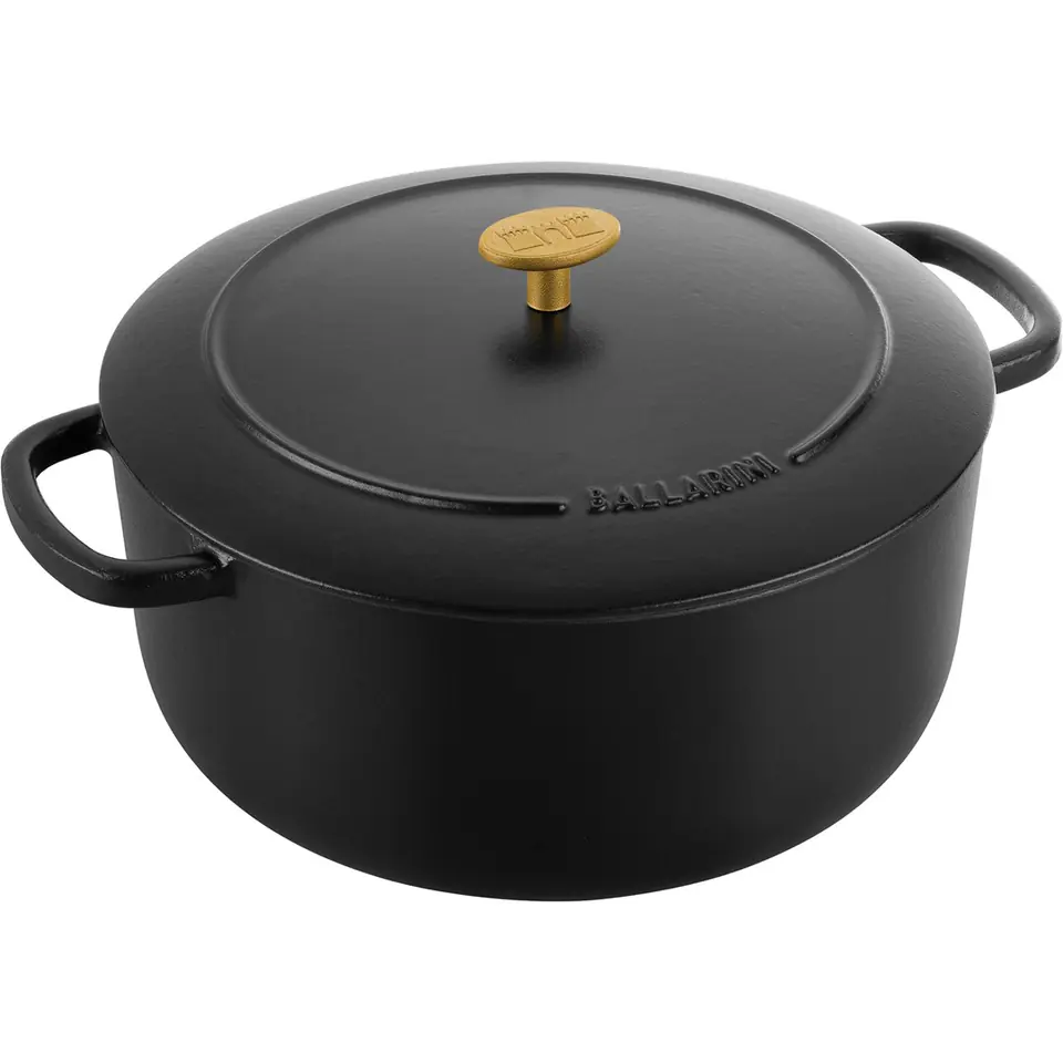 Ballarini Bellamonte Round Cast Iron Casserole - 7 ltr, Black at Wasserman.eu