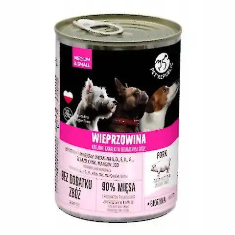 ⁨PET REPUBLIC Adult Medium & Small Pork - wet dog food - 400g⁩ at Wasserman.eu