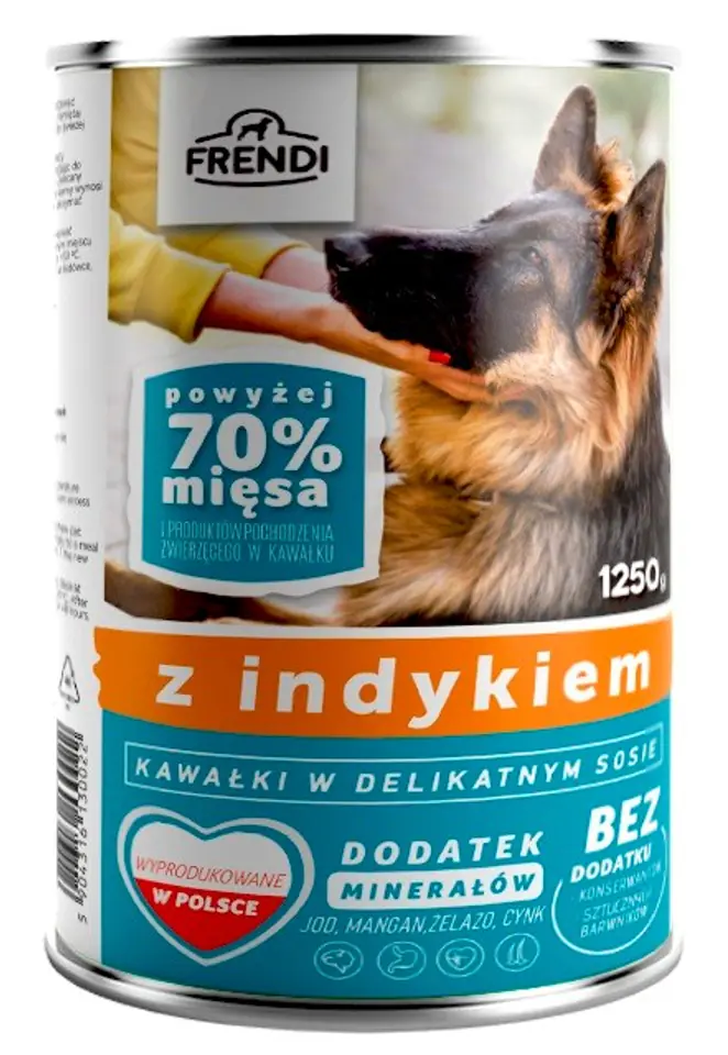 ⁨FRENDI with Turkey chunks in delicate sauce - wet dog food - 1250g⁩ at Wasserman.eu