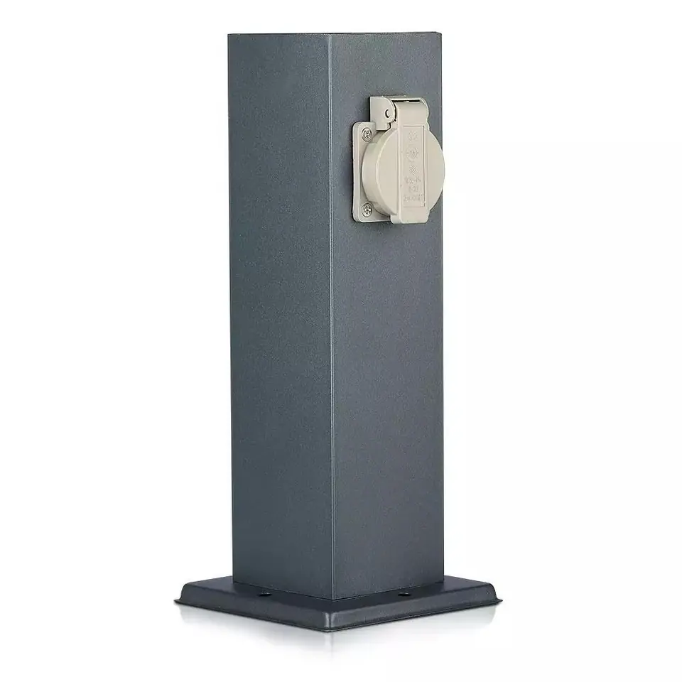 ⁨Słupek ogrodowy V-TAC VT-1155-1 30cm 2x gniazdka elektryczne 2x 16A 3600W IP44 (SKU 8820) Szary⁩ w sklepie Wasserman.eu