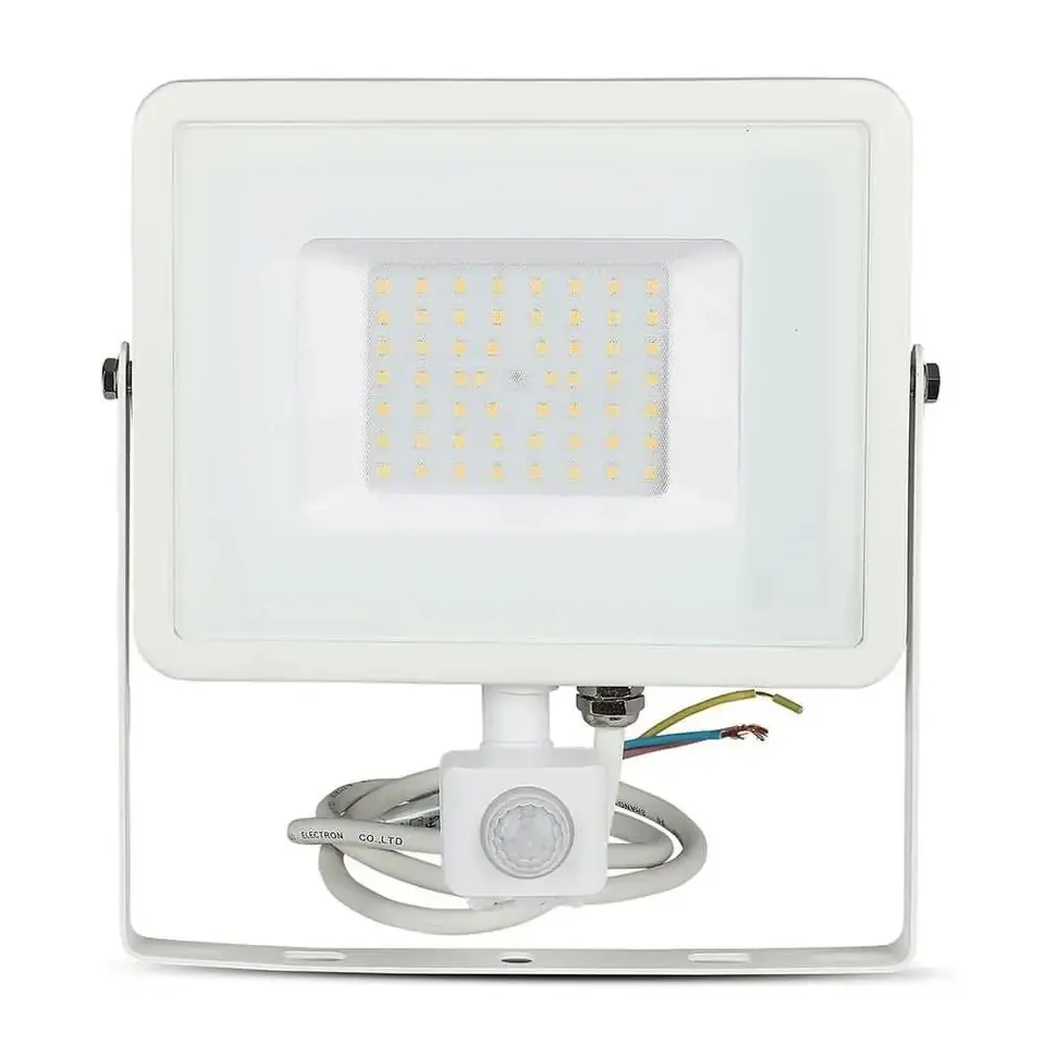 Projektor LED V-TAC VT-50-S-W 50W SAMSUNG CHIP Czujnik ruchu 3000K 4000lm (SKU 466) Biały w sklepie Wasserman.eu