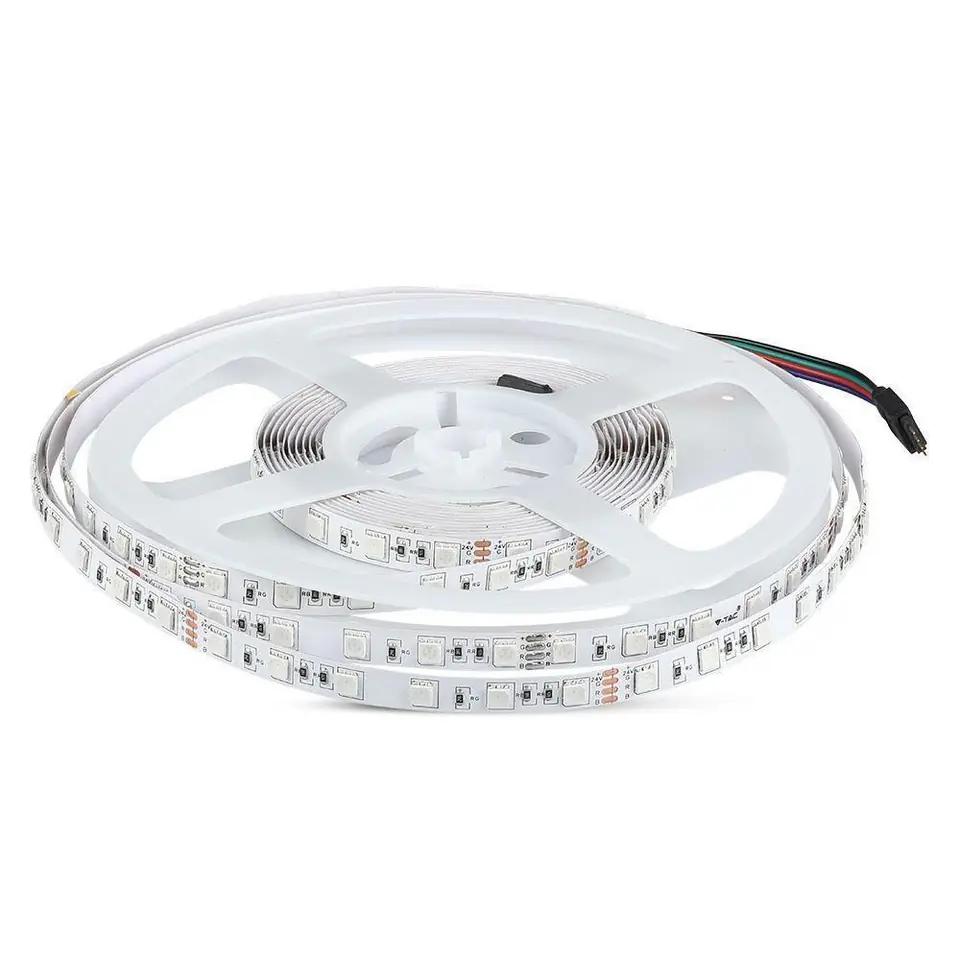 ⁨Taśma LED V-TAC SMD5050 600LED 24V IP20 10mb 7W/m VT-5050 60-IP20-7 RGB⁩ w sklepie Wasserman.eu