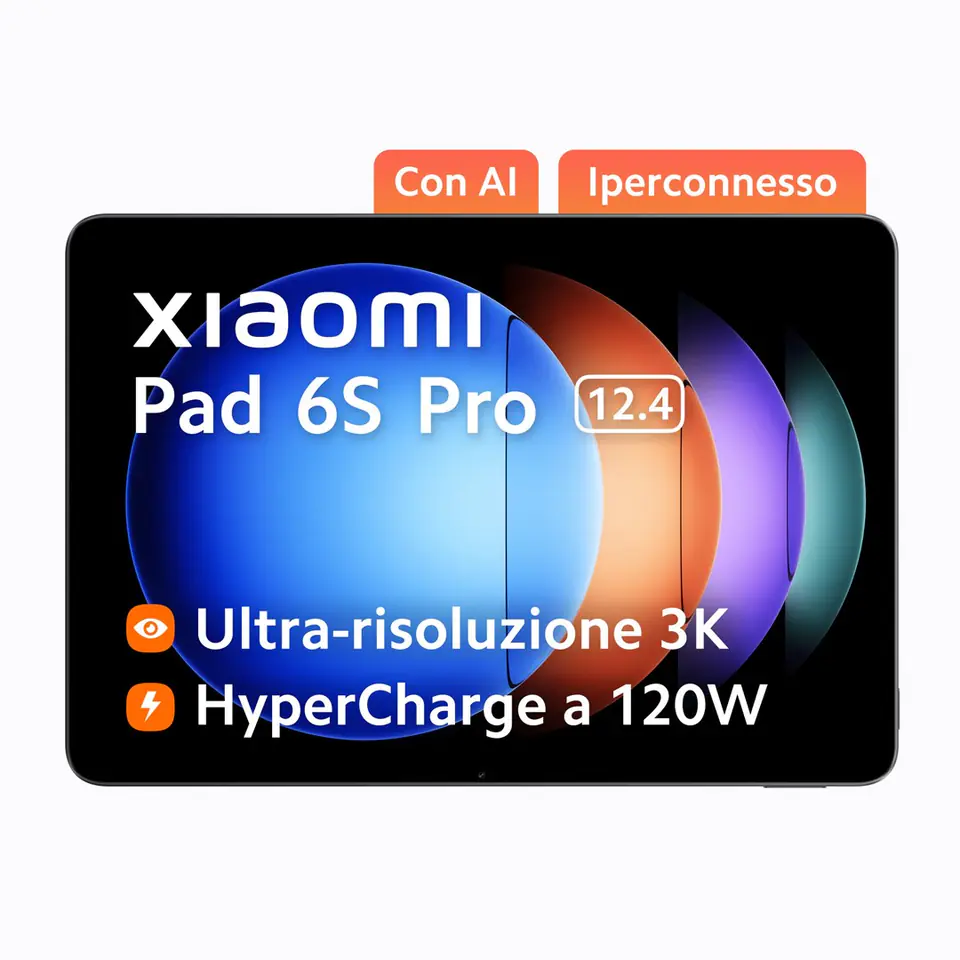 ⁨Xiaomi Pad 6S Pro Qualcomm Snapdragon 256 GB 31.5 cm (12.4") 8 GB Wi-Fi 7 (802.11be) Graphite, Grey⁩ at Wasserman.eu