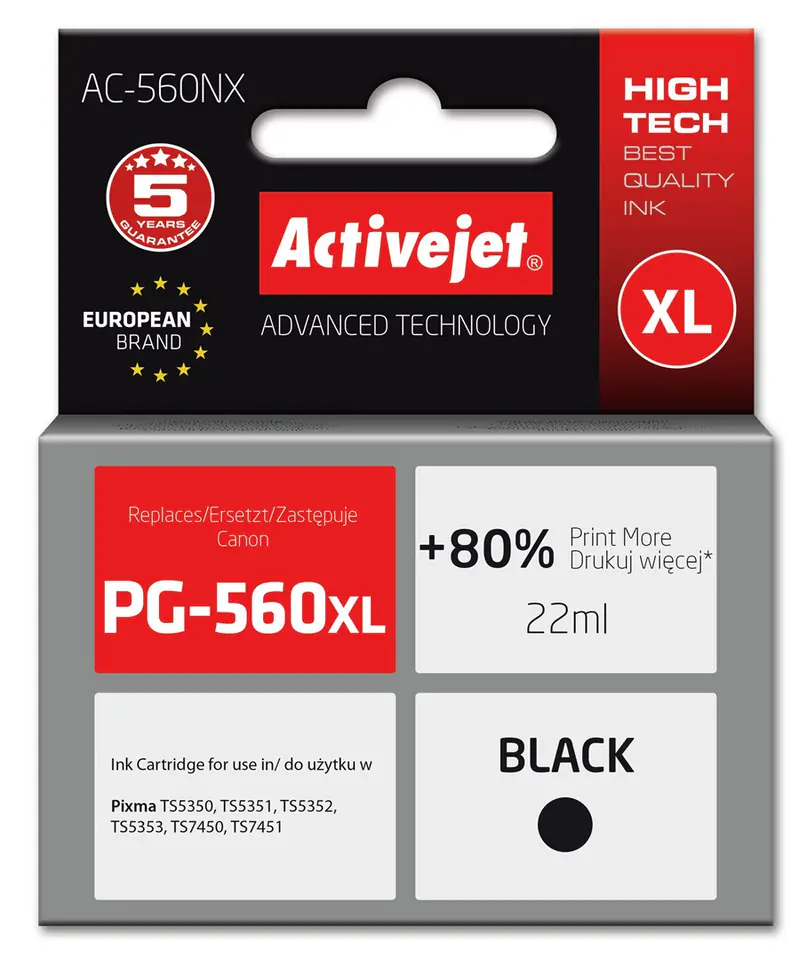 ⁨Activejet AC-560NX Tusz (zamiennik Canon PG-560XL; Supreme; 22 ml; czarny)⁩ w sklepie Wasserman.eu