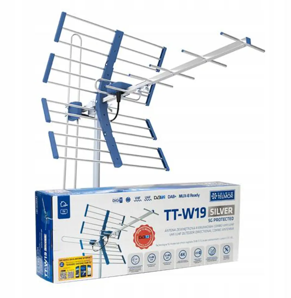 ⁨DVB-T2 Antenna Telmor TT W19 SILVER COMBO 5G Protected⁩ at Wasserman.eu