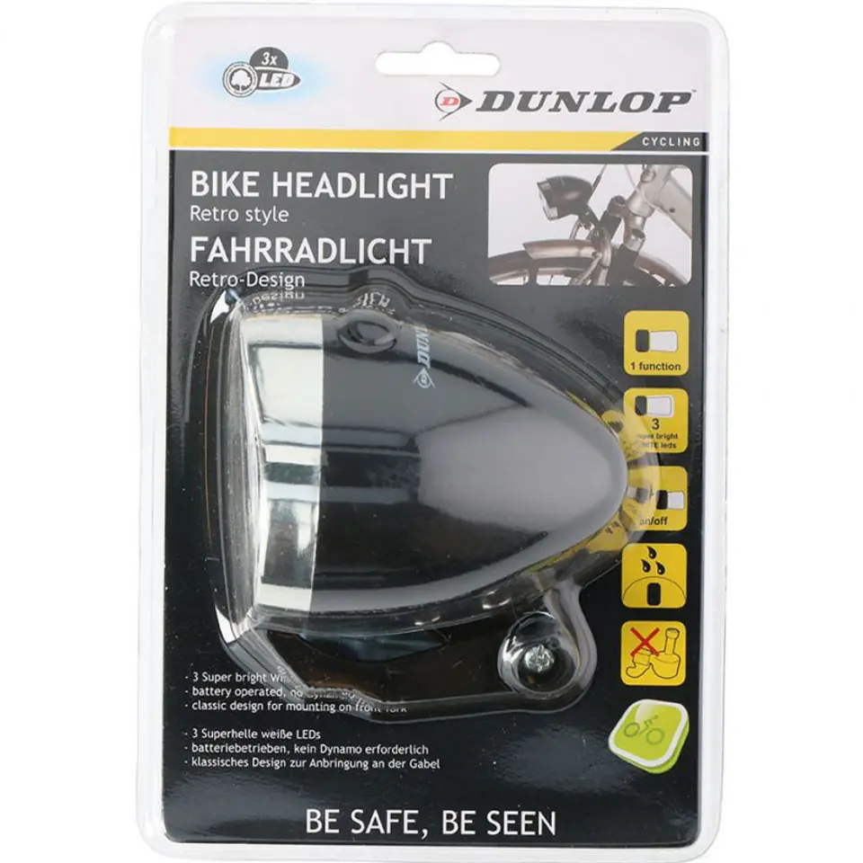 ⁨Lampka rowerowa Dunlop headlight white 3led AB 16809 (rozmiar 5)⁩ w sklepie Wasserman.eu