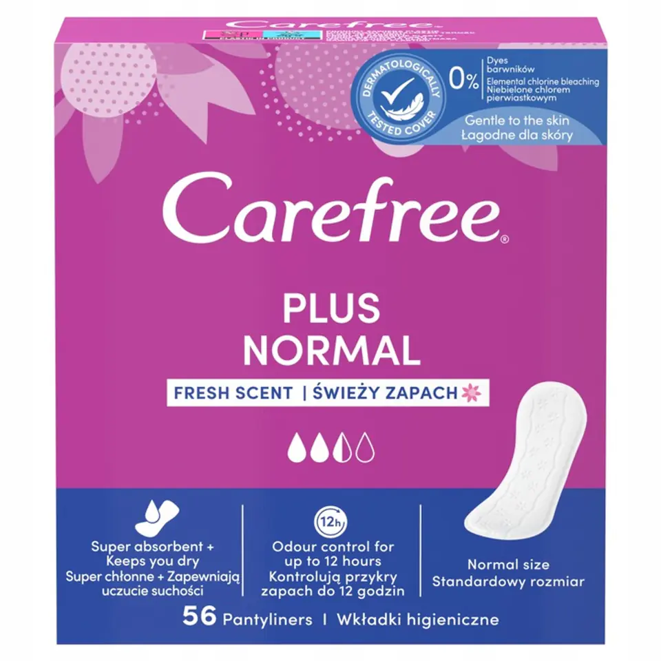 ⁨Carefree Plus Original Panty liners Fresh Scent - fresh fragrance 1op.-56pcs⁩ at Wasserman.eu