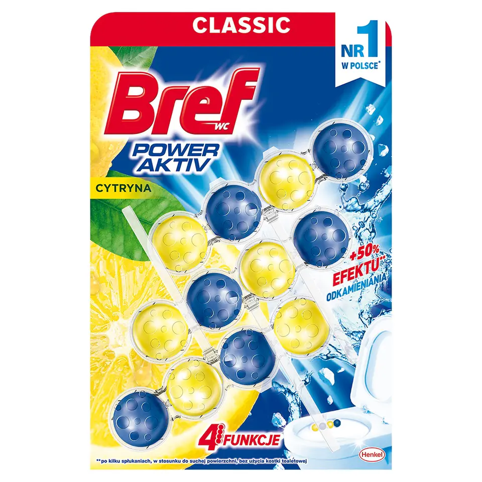 Bref Power Aktiv zawieszka myjąco-zapachowa do muszli Cytryna 3szt. w sklepie Wasserman.eu