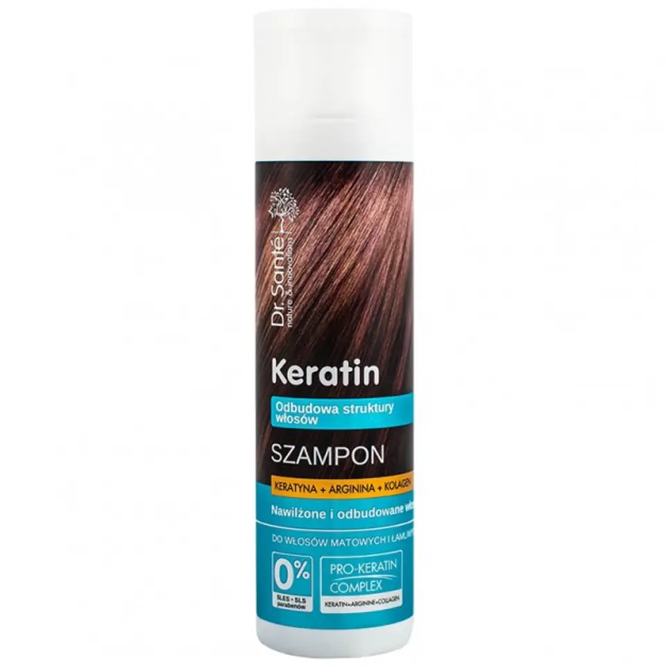 ⁨Dr. Sante Keratin Shampoo szampon odbudowujący struktury włosów matowych i łamliwych 250ml⁩ w sklepie Wasserman.eu