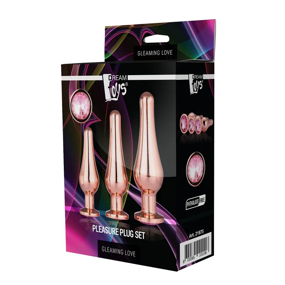 Dream Toys Gleaming Love Rose Gold Pleasure Plug Set zestaw korków analnych 3szt. w sklepie Wasserman.eu