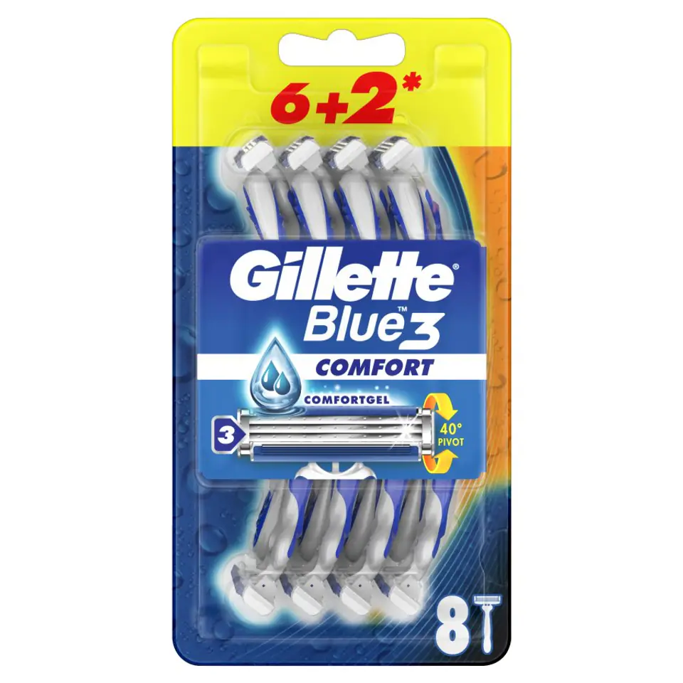 ⁨Gillette Blue 3 Comfort jednorazowe maszynki do golenia dla mężczyzn 8szt⁩ w sklepie Wasserman.eu