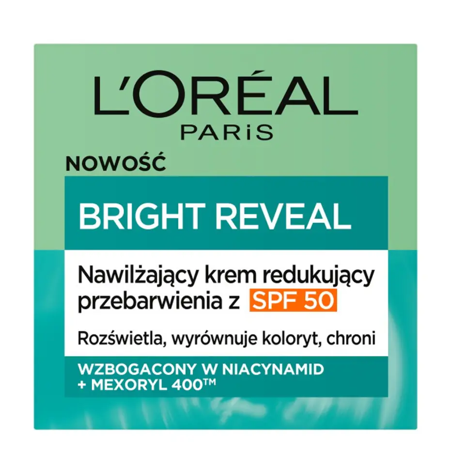 ⁨L'Oreal Paris Bright Reveal nawilżający krem redukujący przebarwienia z SPF50 50ml⁩ w sklepie Wasserman.eu