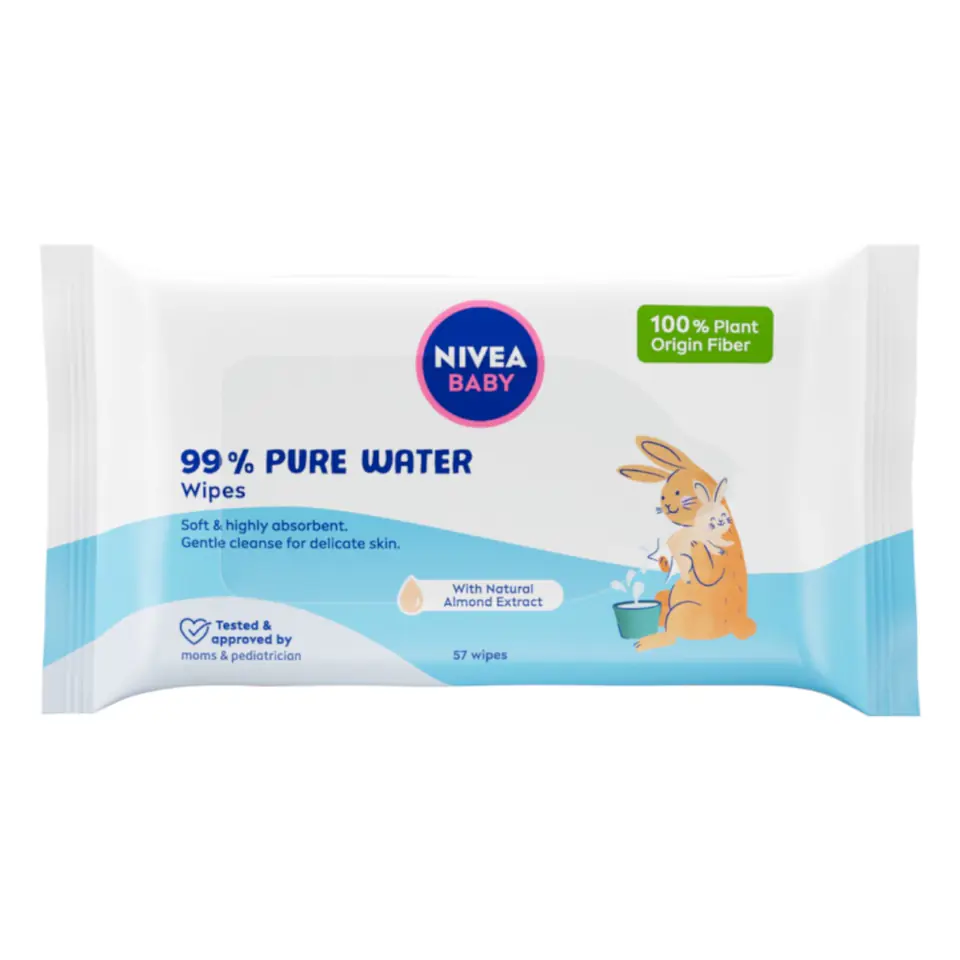 ⁨Nivea Baby chusteczki biodegradowalne 99% Pure Water 57szt⁩ w sklepie Wasserman.eu