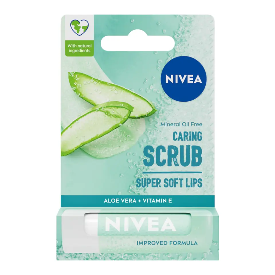 ⁨Nivea Caring Scrub pielęgnujący peeling do ust Aloes 4.8g⁩ w sklepie Wasserman.eu