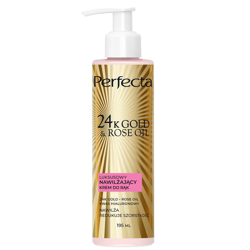 ⁨Perfecta 24K Gold  Rose Oil luksusowy nawilżający krem do rąk 195ml⁩ w sklepie Wasserman.eu