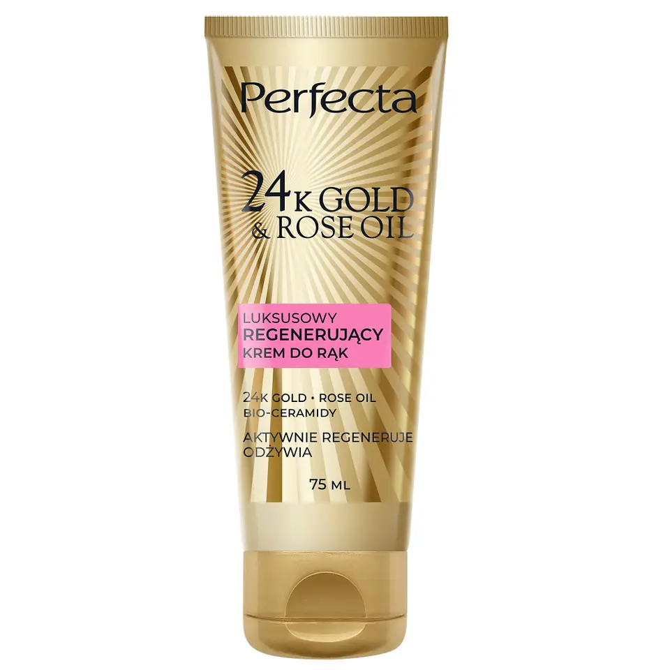 ⁨Perfecta 24K Gold  Rose Oil luksusowy regenerujący krem do rąk 75ml⁩ w sklepie Wasserman.eu