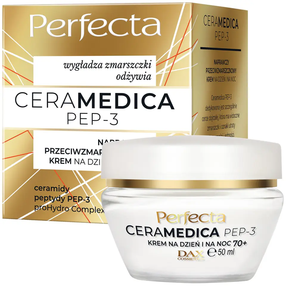 ⁨Perfecta Ceramedica Pep-3 naprawczy przeciwzmarszczkowy krem na dzień i na noc 70+ 50ml⁩ w sklepie Wasserman.eu