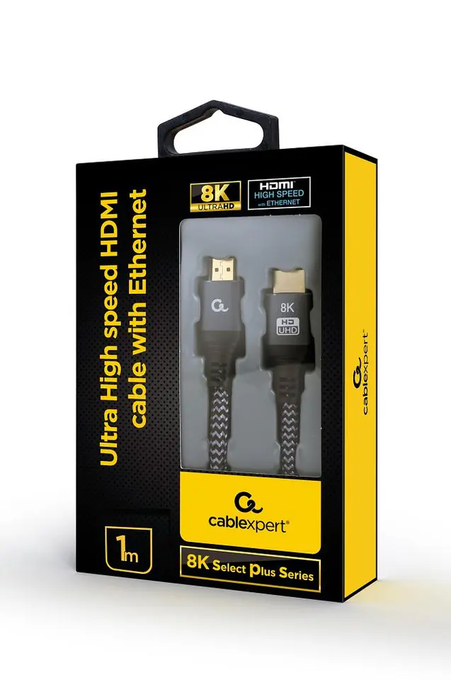 ⁨Kabel HDMI High Speed Ethernet Gembird CCB-HDMI8K-1M czarny⁩ w sklepie Wasserman.eu