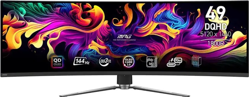 ⁨Monitor MSI MPG 491CQP QD-OLED (49" /OLED /144Hz /5120 x 1440 /Czarny)⁩ w sklepie Wasserman.eu