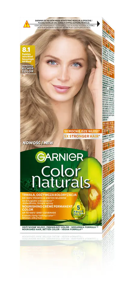 ⁨GARNIER Color Naturals Farba nr 8.1 - Popielaty Jasny Blond  1 op⁩ w sklepie Wasserman.eu