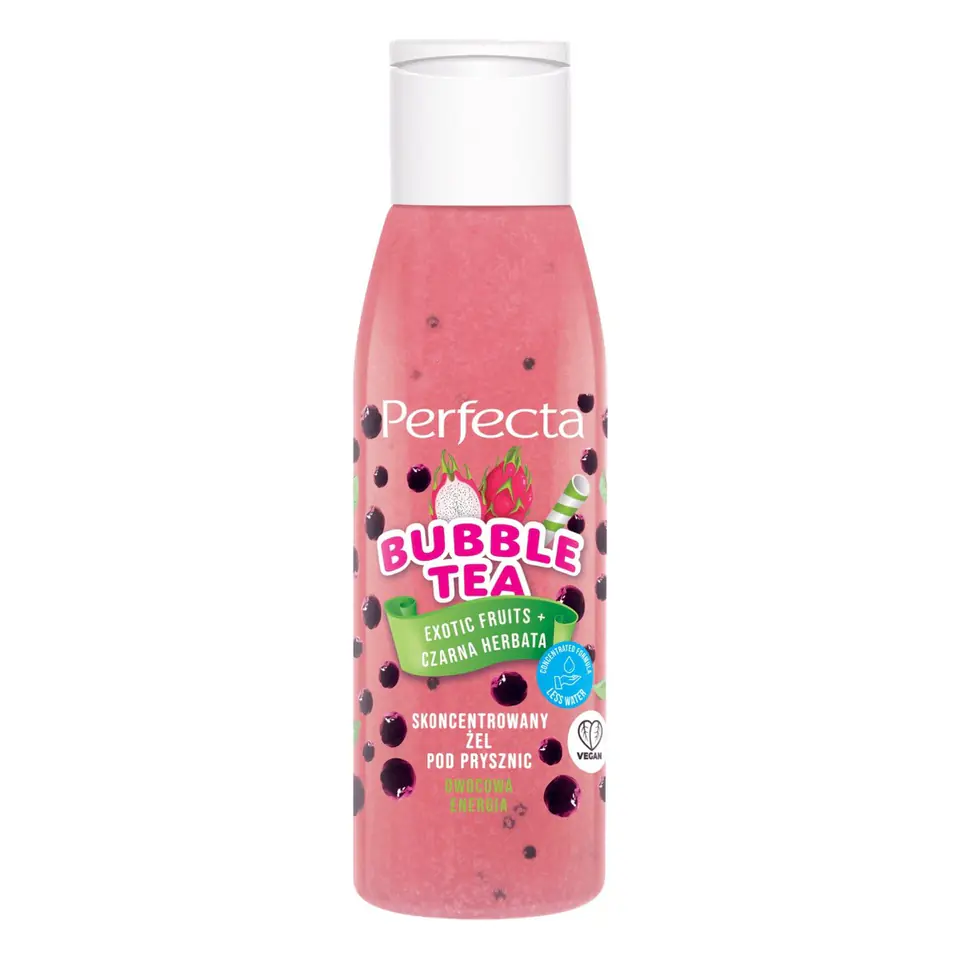 ⁨PERFECTA Bubble Tea Skoncentrowany żel pod prysznic - Exotic Fruits + Czarna Herbata Mini 100 ml⁩ w sklepie Wasserman.eu