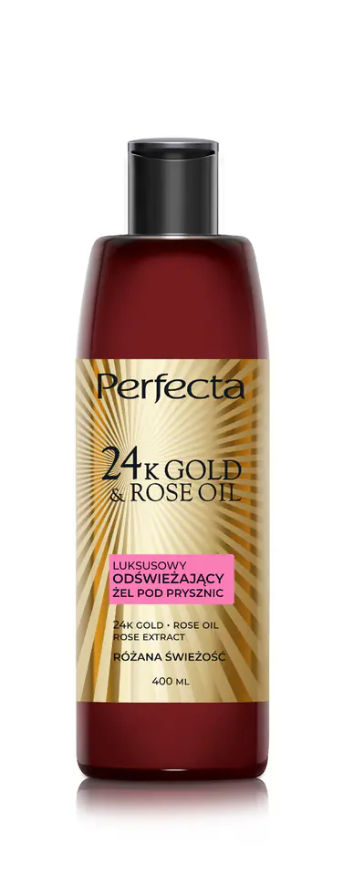 ⁨PERFECTA 24K Gold & Rose Oil Luksusowy żel pod prysznic odświeżający Różana Świeżość 400 ml⁩ w sklepie Wasserman.eu