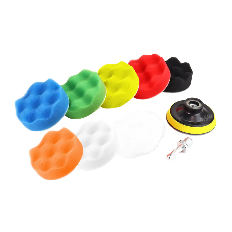 ⁨Zestaw gąbek do polerowania gąbki polerskie 8 el.+ dysk 80 mm + adapter m14 amio-03699⁩ w sklepie Wasserman.eu