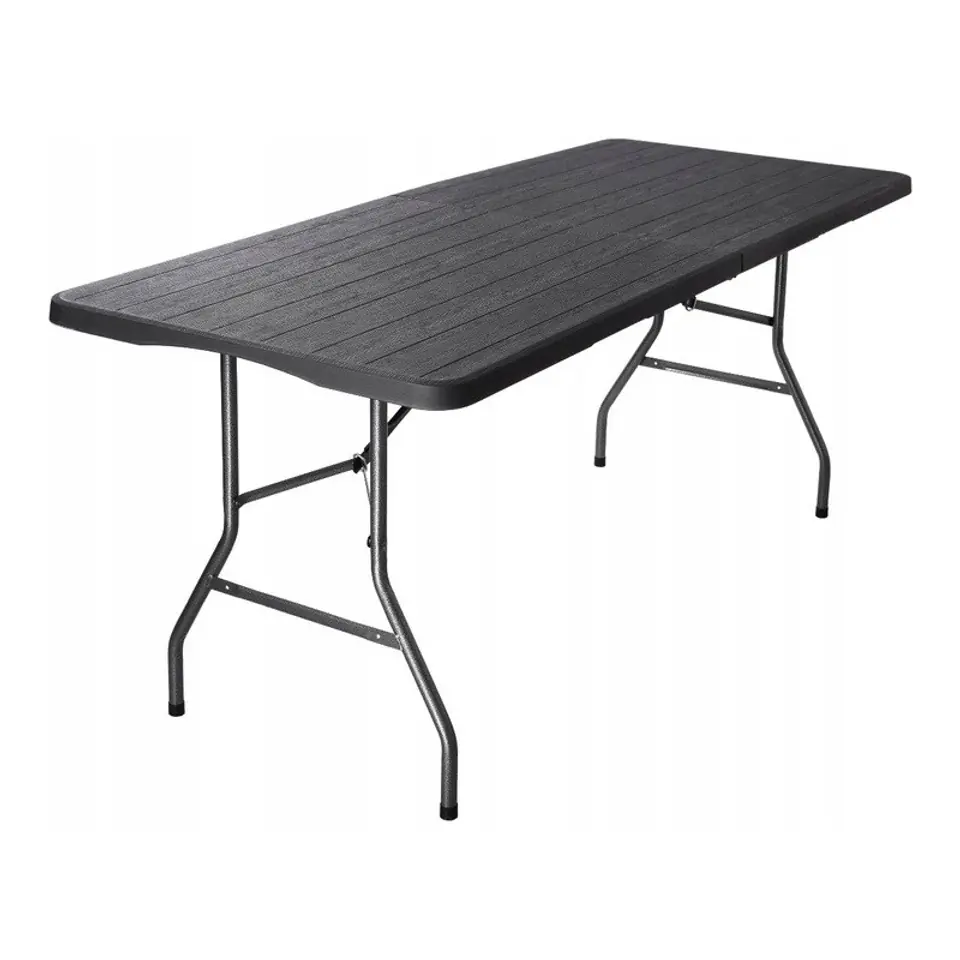 ⁨Składany stół kateringowy, turystyczny 70 x 180 cm, słoje drewna, brąz SC02BR⁩ w sklepie Wasserman.eu