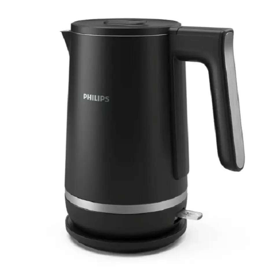 ⁨Philips Double Walled Kettle | HD9395/90 | Electric | 2200 W | 1.7 L | Stainless steel/Plastic | 360° rotational base | Black⁩ at Wasserman.eu