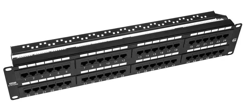 ⁨PP48H-1U-UTP6E/B - patch panel 19" - 48-portów UTP 6A⁩ w sklepie Wasserman.eu